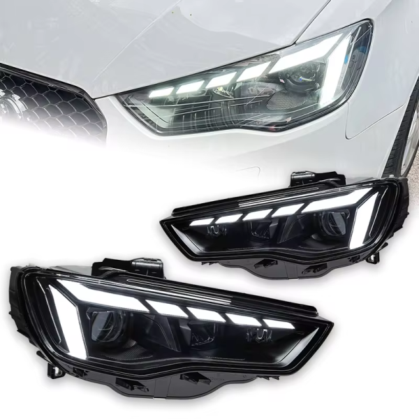 Передние светодиодные линзованные фары с ДХО для Audi A3 8V (2013–2016) — общий вид