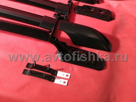 Nissan Qashqai (06-) рейлинги продольные на крышу, алюминиевые черные с поперечинами, комплект