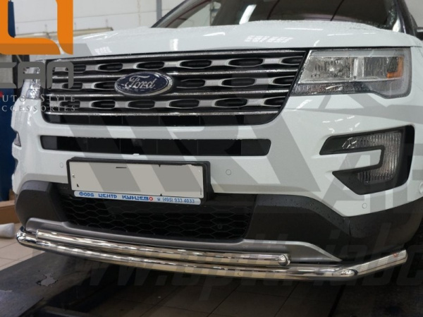 Ford Explorer (16–) Защита переднего бампера двойная d 60/42 мм, нерж.