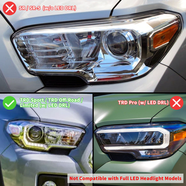 Toyota Tacoma (2016-2023) TRD/Limited передние фары чёрные с LED-трубкой (Switchback)
