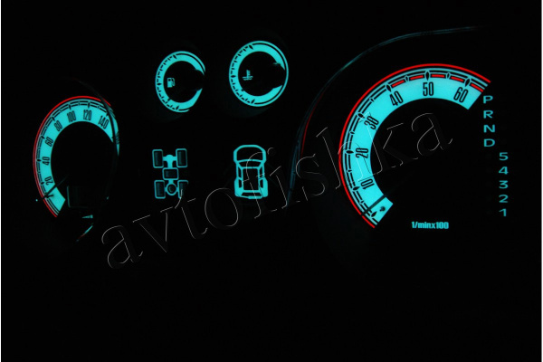 Mitsubishi Pajero, Montero 1999-2006 светодиодные шкалы (циферблаты) на панель приборов - дизайн 2