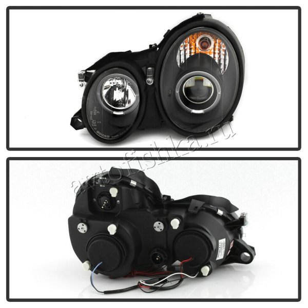 Mercedes CLK W208 (98-02) фары передние линзовые черные, комплект 2 шт.