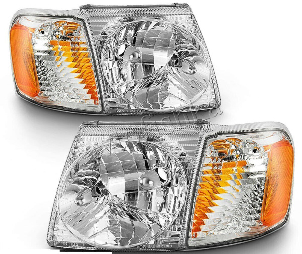 Ford Explorer (02-05) фары передние хромированные с поворотниками, комплект 2 шт.