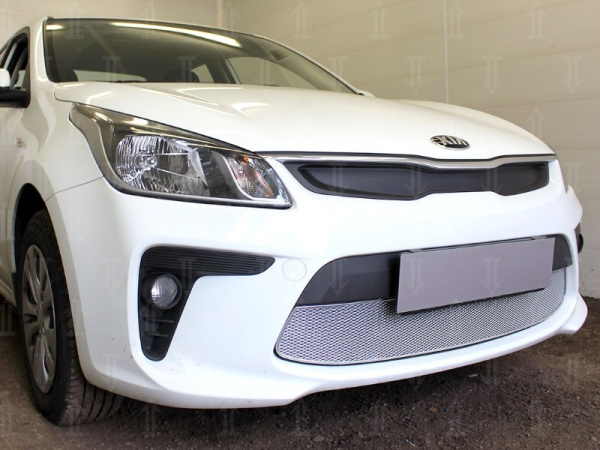 Kia Rio (17–) Защита радиатора Premium, хром, низ