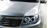 Subaru Forester (09-12) фары передние линзовые черные, с подсветкой DRL и светящимися ободками, комплект 2 шт.