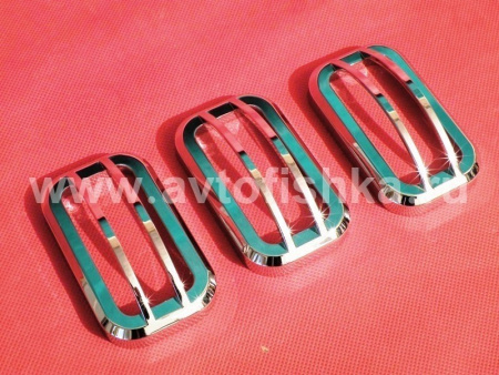 Hummer H2 (02-08) защитные решеточки на верхние средние габаритные фонари на крыше, алюминий, комплект 3 шт.