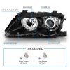 BMW E46 (01-04) фары передние линзовые черные, со светящимися ободками, с моторами электрокорректора