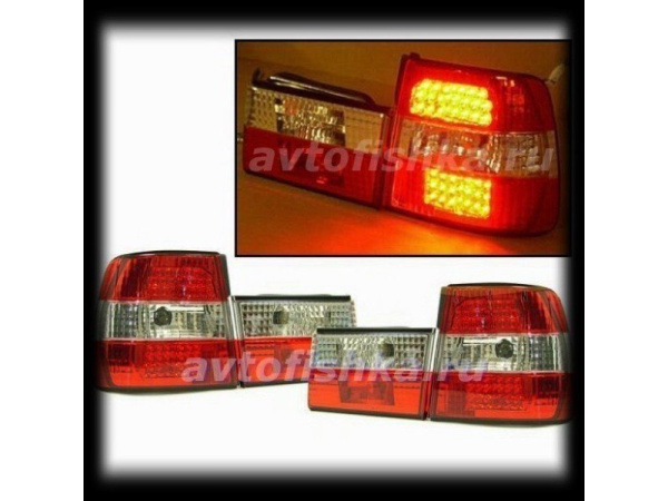 BMW 5 E34 (88-95) фонари задние красно-хромированные, комплект лев.+прав.