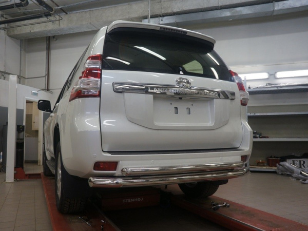 Toyota Land Cruiser Prado (09–/13–) Защита заднего бампера двойная d 76/60 мм, нерж.
