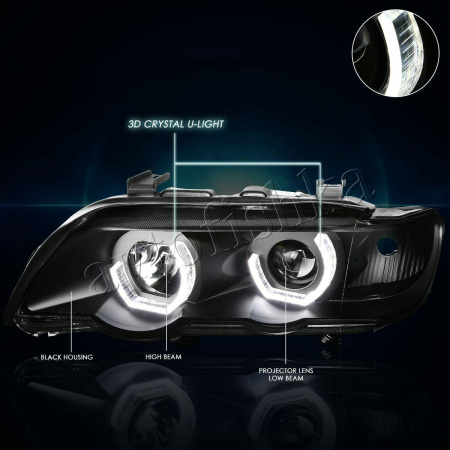 BMW X5 E53 (1998-2003) передние хромированные со светящимися ободками, комплект 2 шт.