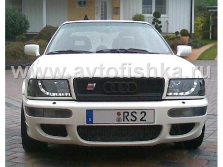 Audi 80, 90 B4 (91-95) фары передние линзовые черные со светодиодной подсветкой