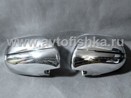 Toyota Land Cruiser Prado 120 (02-) хромированные корпуса боковых зеркал, со светодиодным поворотником в стиле Стрела и с подсветкой Welcome, комплект 2 шт.