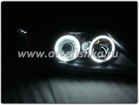 Toyota Corolla (2006-2010) фары передние линзовые черные, со светящимися ободками, комплект 2 шт.