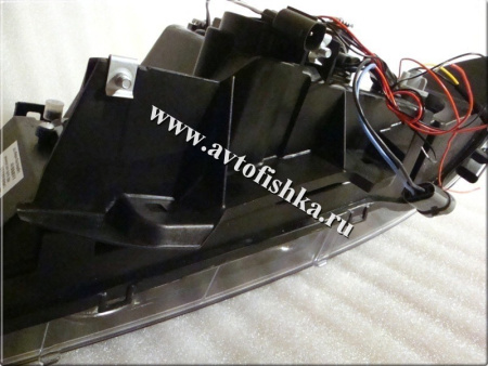 BMW 5 E39 (95-) фары передние линзовые черные, со светящимися ободками, с моторами электрокорректора, комплект 2 шт.