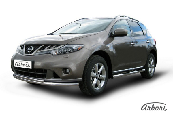 Защита переднего бампера Arbori d57+d42 двойная NISSAN MURANO 2011-