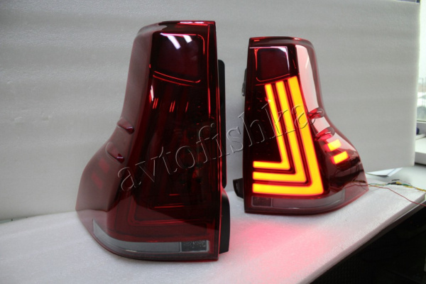 Toyota Land Cruiser Prado FJ150 (10-17) фонари задние светодиодные красно-тонированные, дизайн Lexus, комплект 2 шт.