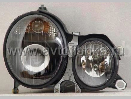 Mercedes E W210 (99-02) фары передние линзовые черные, комплект 2 шт.