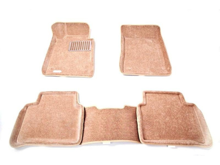Volkswagen Touareg (2010-) бежевые всесезонные 3D коврики салона с противоскользящими накладками