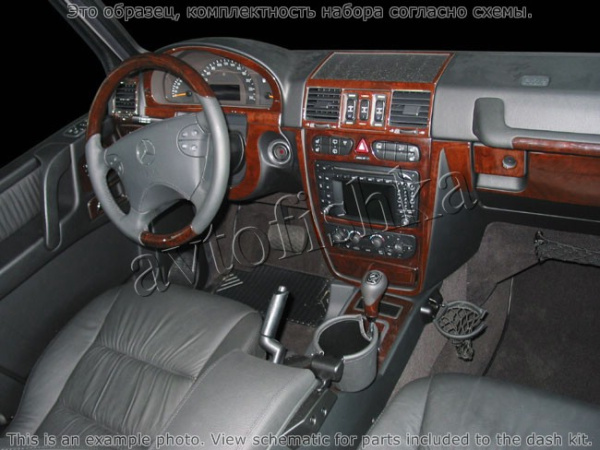 Декоративные накладки салона Mercedes Benz G Class 2002-н.в. полный набор, Соответствие OEM, 25 элементов.