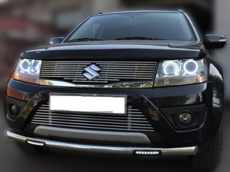 Защита передняя одинарная d60 с дневными ходовыми огнями Suzuki Grand Vitara (12-)