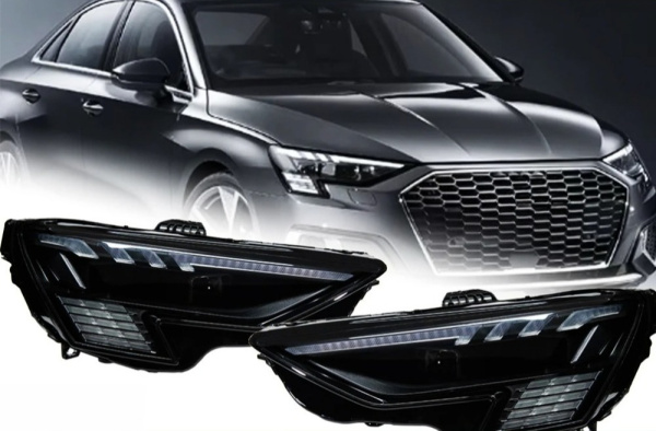 Передние светодиодные фары с ДХО для Audi A3 8Y (2021–2024) — общий вид