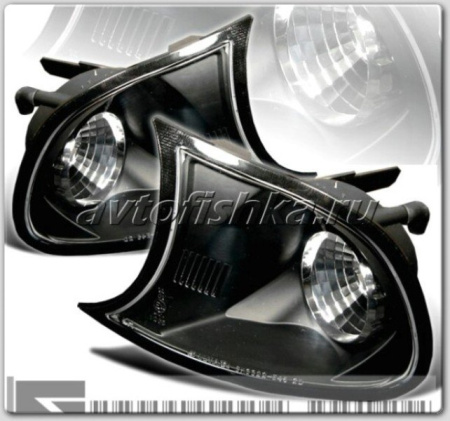 BMW 3 E46 (01-04) 2 дв. купе поворотники передние угловые прозрачные черные, комплект 2 шт.
