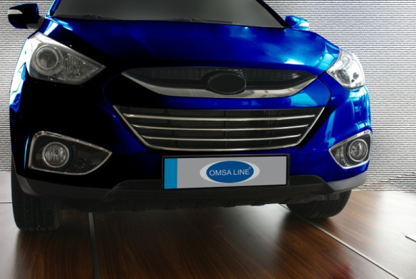 Hyundai ix35 (10–/14–) Окантовка на решетку радиатора (1 часть) + накладки на решетку (3 части) (нерж.)