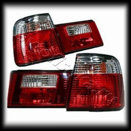 BMW 5 E34 (88-94) фонари задние прозрачные красно-белые, комплект лев.+прав.