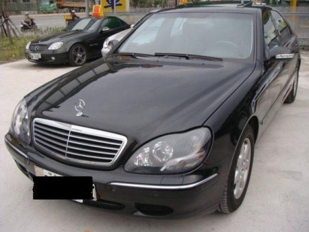 Mercedes S W220 (98-05) фары передние линзовые черные, комплект 2 шт.