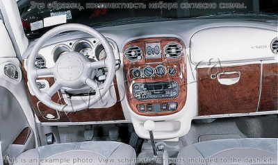 Декоративные накладки салона Chrysler PT Cruiser 2001-2005 полный набор, с Power Mirrors, ручной, 23 элементов.