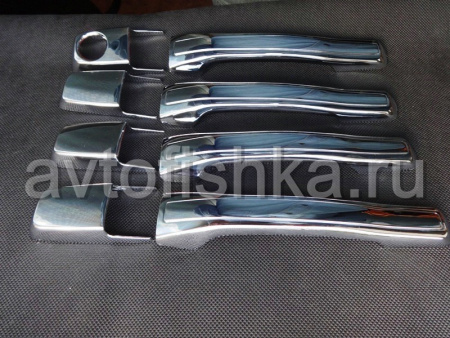 Mitsubishi Pajero 3 (00-07) накладки на ручки дверей хромированные, пластик, комплект 4 шт.