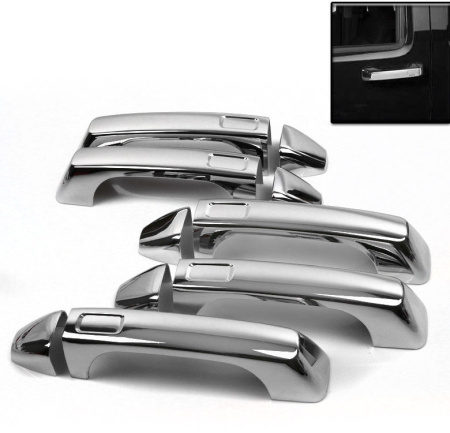 Hummer H3 (05-07) декоративные накладки ручек дверей хромированные, комплект на 5 двери.