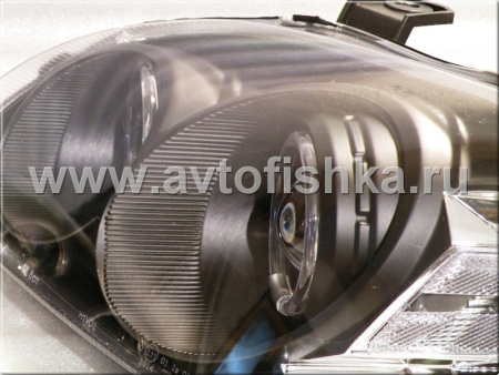 Honda Civic (96-98) фары передние линзовые черные, со светящимися ободками, комплект 2 шт.