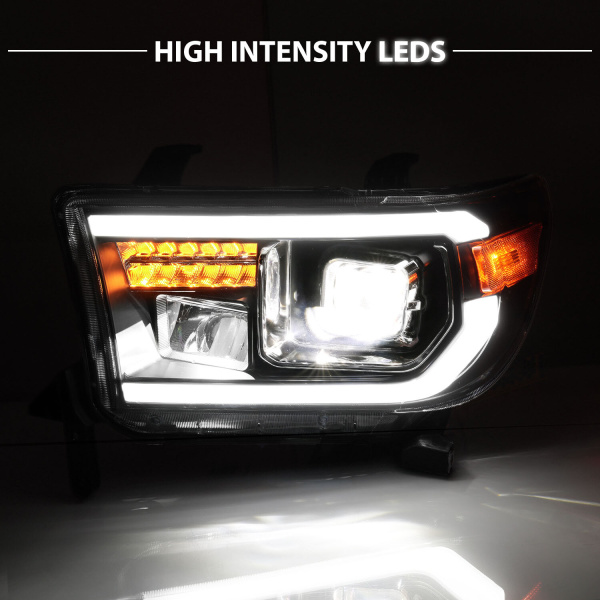 Toyota Tundra / Sequoia (2007-2013 / 2008-2017) передние фары чёрные с полным LED DRL