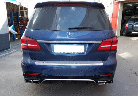 Mercedes-Benz GLS-Klasse X166 2015 - 2019 Диффузор заднего бампера 6.3 AMG черный с хромированными насадками