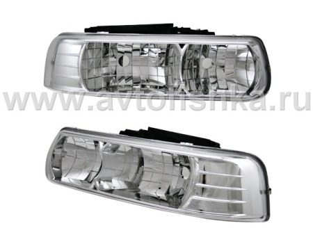 Chevrolet Tahoe, Suburban (99-06) фары передние хромированные, комплект 2 шт.