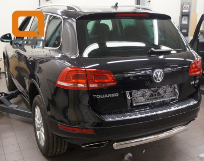 Volkswagen Touareg (10–/14–) Защита заднего бампера одинарная овал d 76/42 мм, нерж.