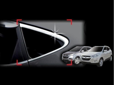 Hyundai Tucson ix35 (2010-) задние угловые хромированные молдинги окон пластиковые, комплект 2 шт.