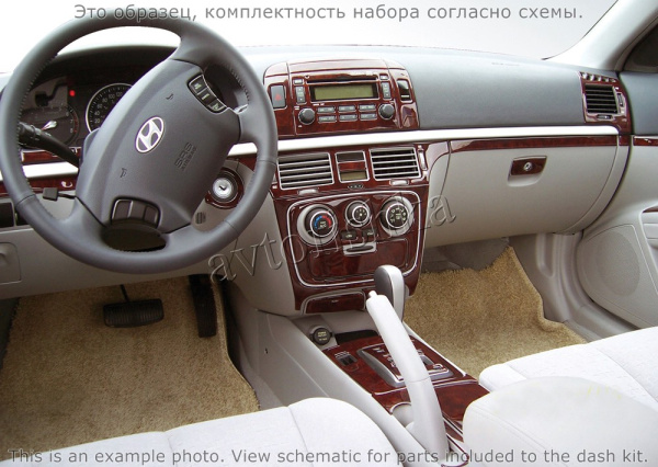 Декоративные накладки салона Hyundai Sonata 2006-н.в. с OEM деревом