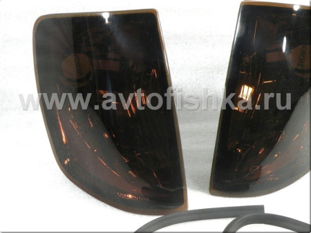 Mercedes W124 (84-95) поворотники угловые оранжево-тонированные прозрачные, комплект 2 шт.