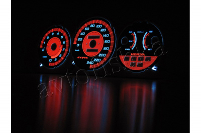Honda Civic (92-95) светодиодные шкалы (циферблаты) на панель приборов - дизайн 2