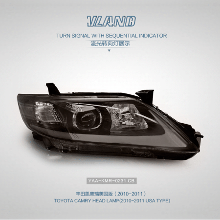 Toyota Camry V40 (09-11) фары передние линзовые черные, с дневными ходовыми огнями, в стиле LEXUS, комплект 2 шт.