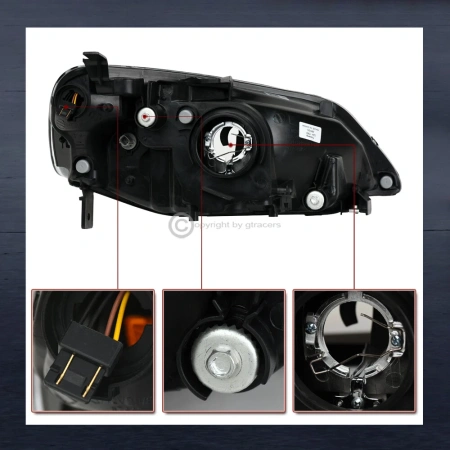 Honda Civic Ferio ES, ET (01-03) фары передние черные LED купе и седан 