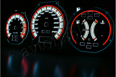 Honda Accord (98-03) светодиодные шкалы (циферблаты) на панель приборов - дизайн 1