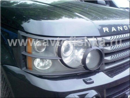 Range Rover Sport (05-) решетки передних фар черные, защита, комплект 2 шт.