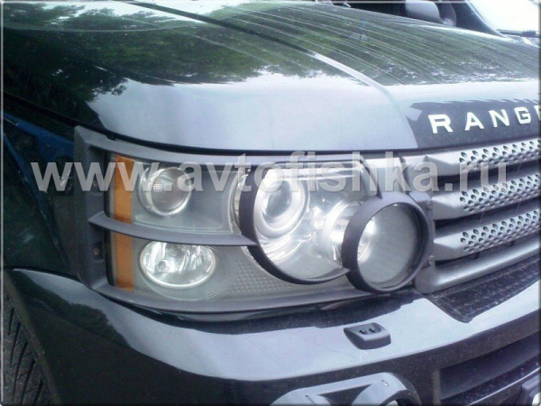 Range Rover Sport (05-) решетки передних фар черные, защита, комплект 2 шт.