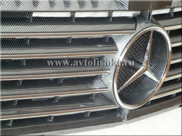 Mercedes C-class W202 решетка радиатора карбоновая, дизайн Big Star Sport.