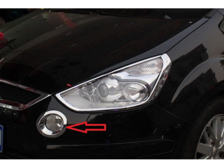 Ford S-Max (06-) хромированные накладки на противотуманные фары, пластик, комплект 2 шт.