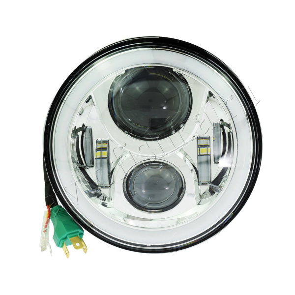 Hummer H2 (02-08) передние линзовые светодиодные фары хромированные (диаметр 7"), без ксенона, комплект 2 шт.