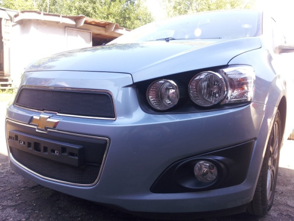 Chevrolet Aveo (12–) Защита радиатора, чёрная, верх